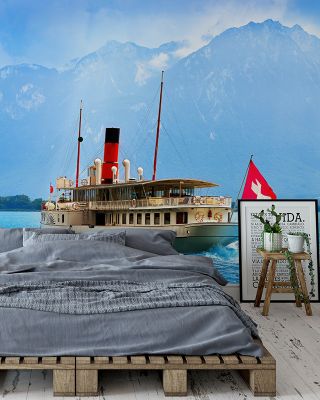Lake Geneva Paddle Steamer Scenic Wallpaper
