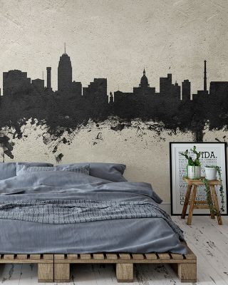 Lansing Michigan Skyline Concrete Wallpaper
