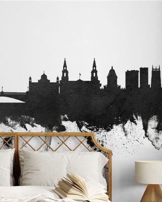 Leeds England Skyline Black & White Wallpaper