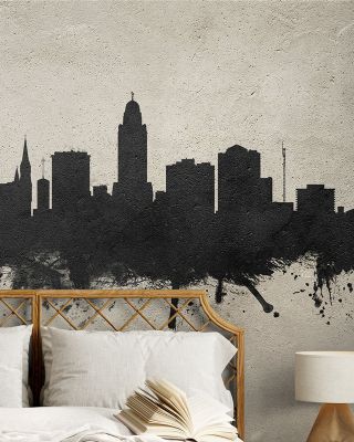 Lincoln Nebraska Skyline Concrete Wallpaper
