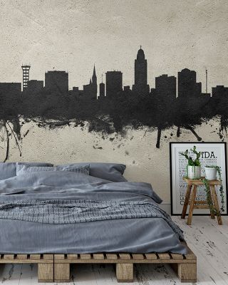 Lincoln Nebraska Skyline Concrete Wallpaper