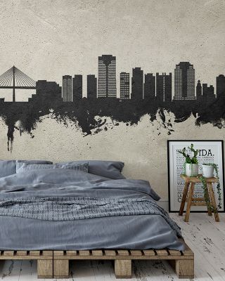 Long Beach California Skyline Concrete Wallpaper