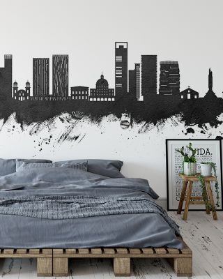 Luanda Skyline Black & White Urban Wallpaper