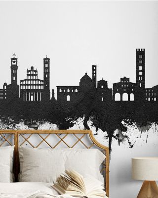 Lucca Italy Skyline Black & White Wallpaper