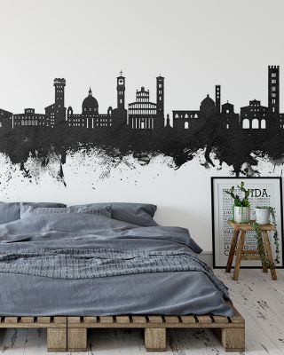 Lucca Italy Skyline Black & White Wallpaper