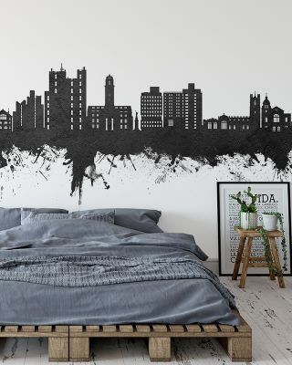 Luton England Skyline Black & White Wallpaper