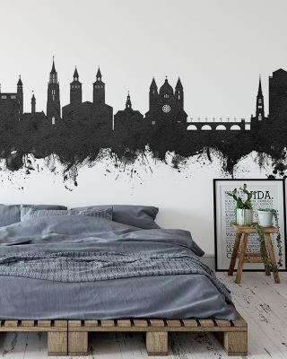 Maastricht The Netherlands Skyline Black & White Wallpaper