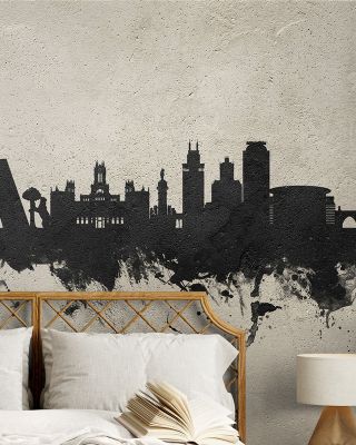 Madrid Skyline Concrete Wallpaper