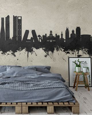 Madrid Skyline Concrete Wallpaper