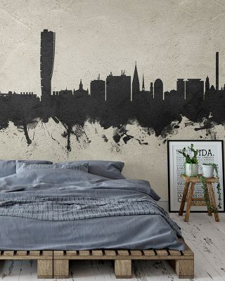 Malmö Sweden Skyline Concrete Wallpaper