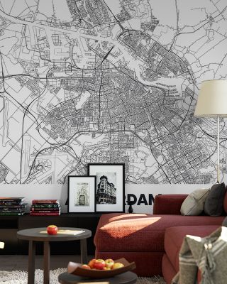 Map of Amsterdam Vintage Wallpaper