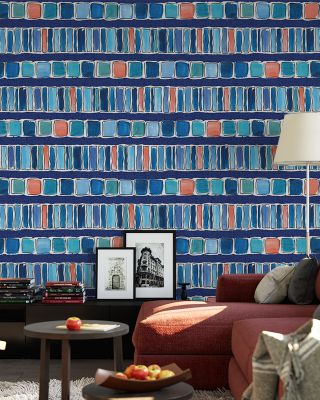 Maritime Frequencies Blue on Blue Abstract Wallpaper