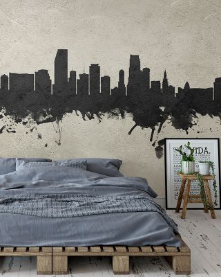 Miami Florida Skyline Concrete Wallpaper