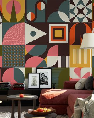 Mid Century Blocks Repeat Patterned Wallpaper