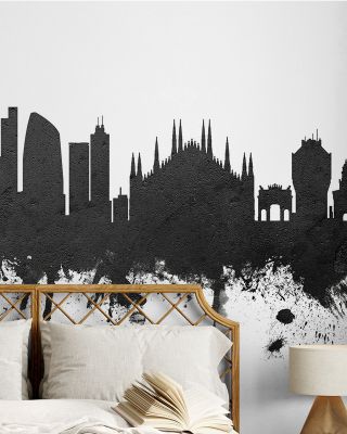 Milan Italy Skyline Black & White Wallpaper