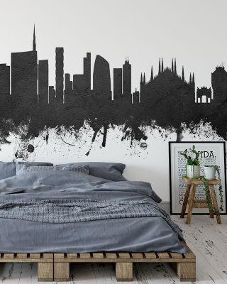Milan Italy Skyline Black & White Wallpaper