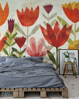 Modern Garden Floral Wallpaper