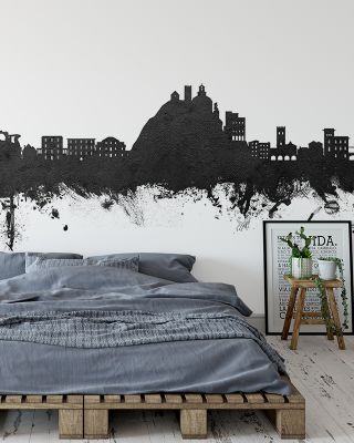 Monterosso al Mare Italy Skyline Black & White Wallpaper