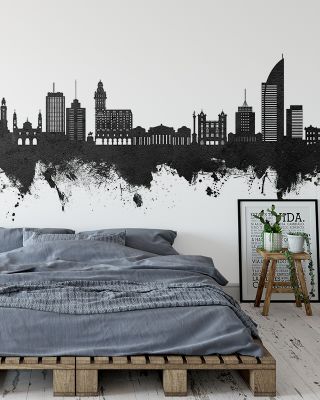 Montevideo Uruguay Skyline Black & White Wallpaper