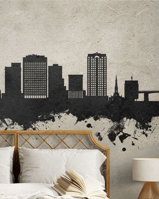 Norfolk Virginia Skyline Concrete Wallpaper