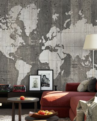 Old World Map Neutral Vintage Wallpaper