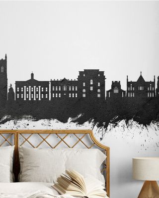 Oldham England Skyline Black & White Wallpaper