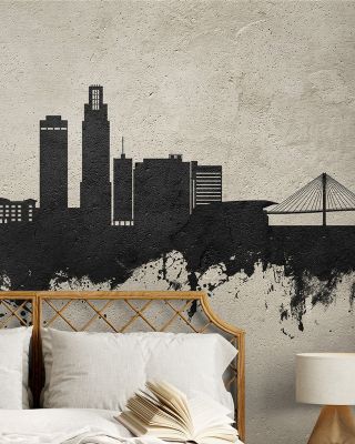 Omaha Nebraska Skyline Concrete Wallpaper