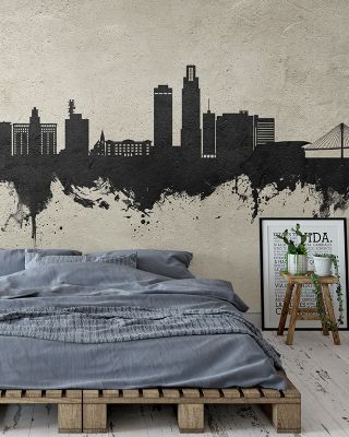 Omaha Nebraska Skyline Concrete Wallpaper