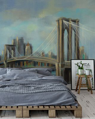 Painterly Brooklyn Bridge Urban Wallpaper