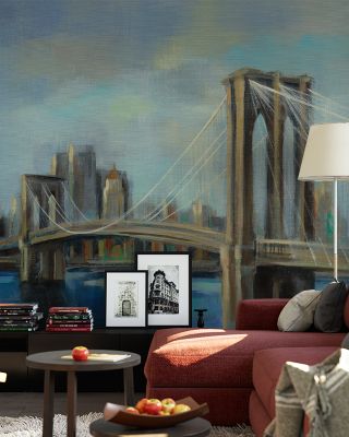 Painterly Brooklyn Bridge Urban Wallpaper