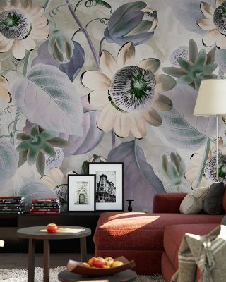 Passifloras Emerging Bright Yellow Floral Wallpaper