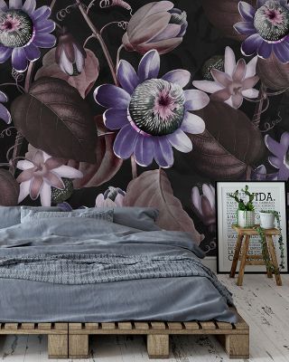 Passifloras Emerging Lilac Floral Wallpaper