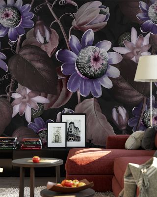 Passifloras Emerging Lilac Floral Wallpaper
