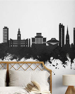 Preston England Skyline Black & White Wallpaper