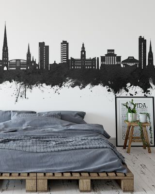 Preston England Skyline Black & White Wallpaper