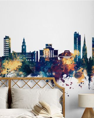 Preston England Skyline Blue & Bronze Wallpaper
