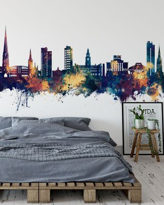 Preston England Skyline Blue & Bronze Wallpaper