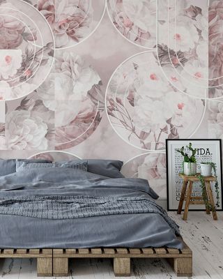 Retro Roses Pink Floral Wallpaper