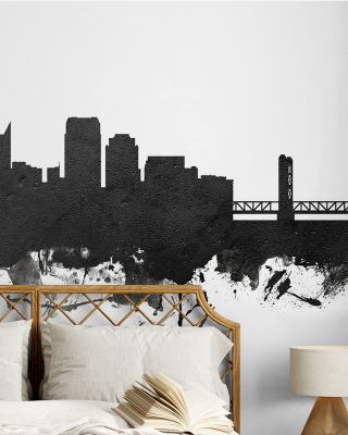Sacramento California Skyline Black & White Wallpaper