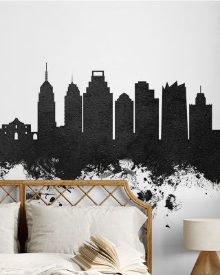 San Antonio Texas Skyline Black & White Wallpaper