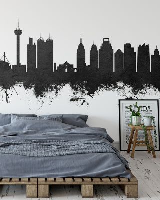 San Antonio Texas Skyline Black & White Wallpaper