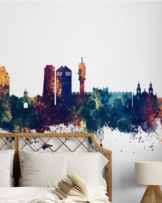 Santiago de Chile Skyline Blue & Bronze Wallpaper