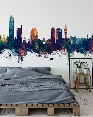 Santiago de Chile Skyline Blue & Bronze Wallpaper