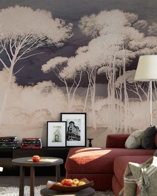 Seeing Through the Forest Yellow Scenic Wallpaper