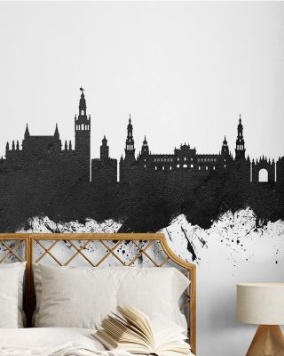 Sevilla Skyline Black & White Wallpaper