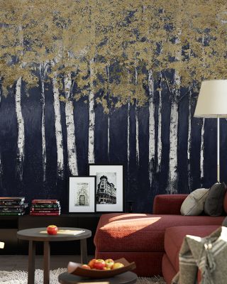 Shimmering Forest Indigo Scenic Wallpaper