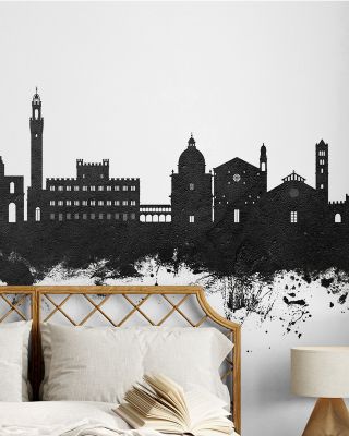 Siena Italy Skyline Black & White Wallpaper