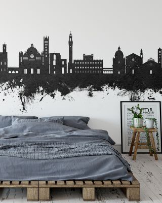 Siena Italy Skyline Black & White Wallpaper