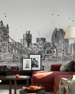 Skyline Sketches London Urban Wallpaper
