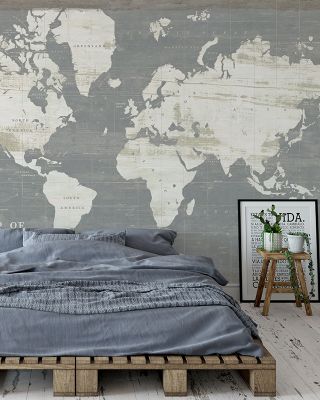 Slate World Map Vintage Wallpaper